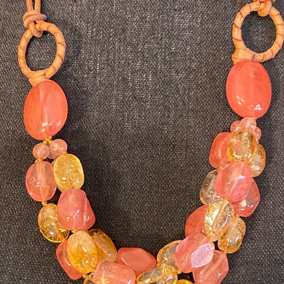 Coldwater Creek leather and stone necklace - Picture 2 of 4